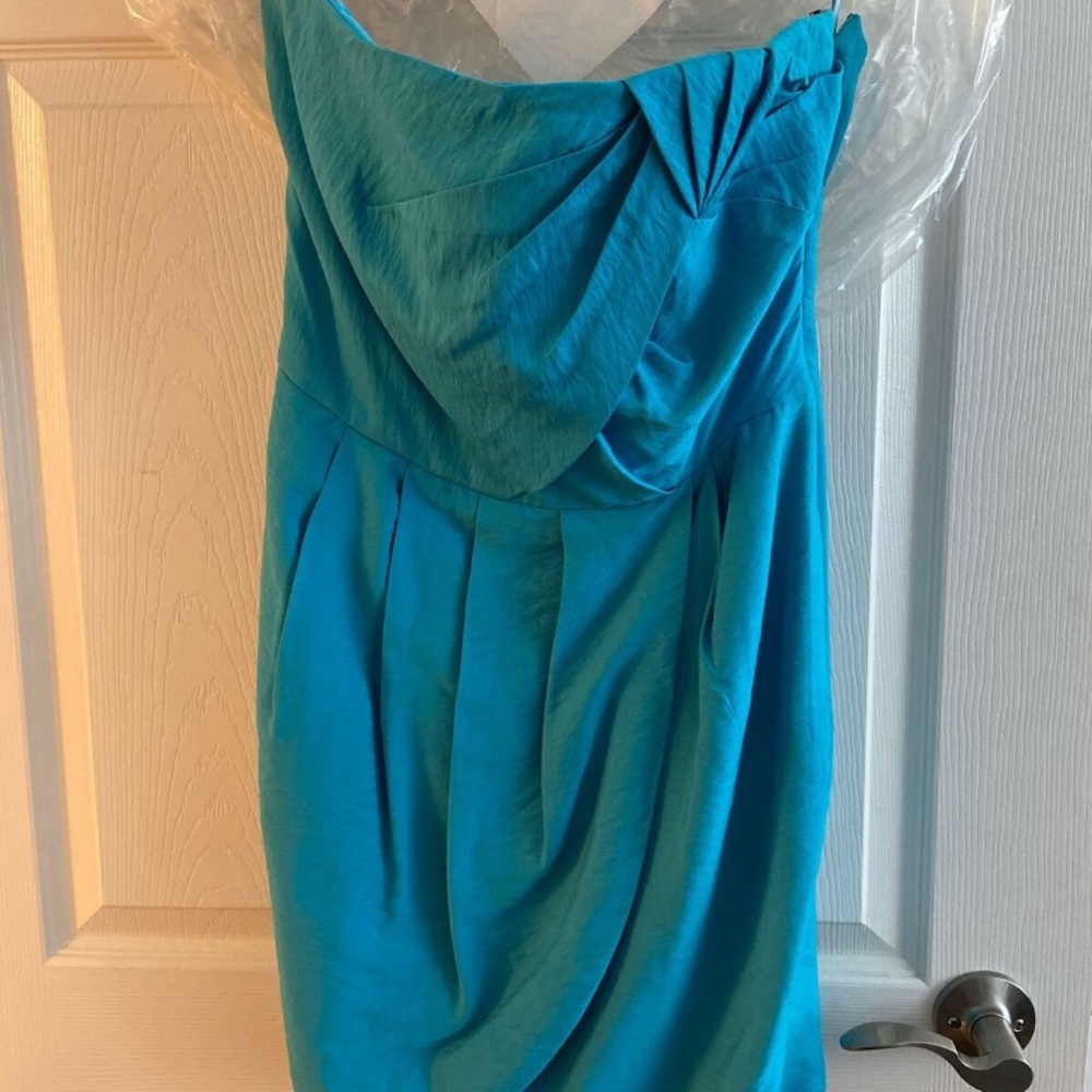 Strapless blue Rachel Roy cocktail dress